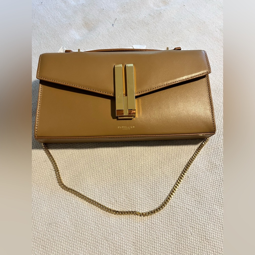 DeMellier Vancouver Clutch in Deep Toffee smooth leather